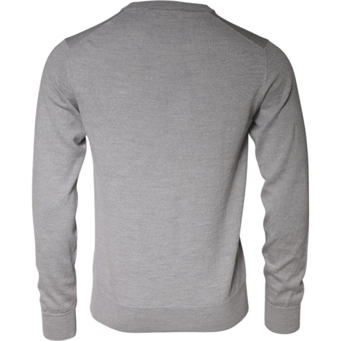 Dolce & Gabbana Light Gray Wool Crew Neck Pullover Sweater Dolce & Gabbana Dark Gray
