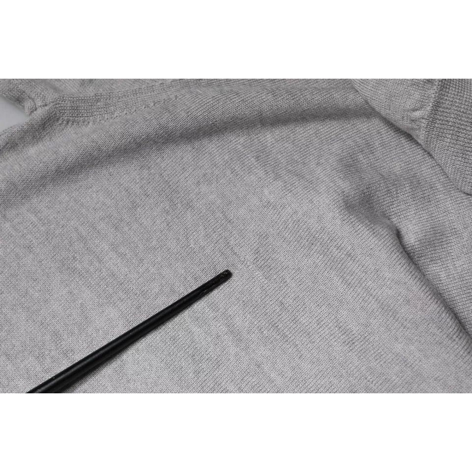 Dolce & Gabbana Light Gray Wool Crew Neck Pullover Sweater Dolce & Gabbana Dark Gray