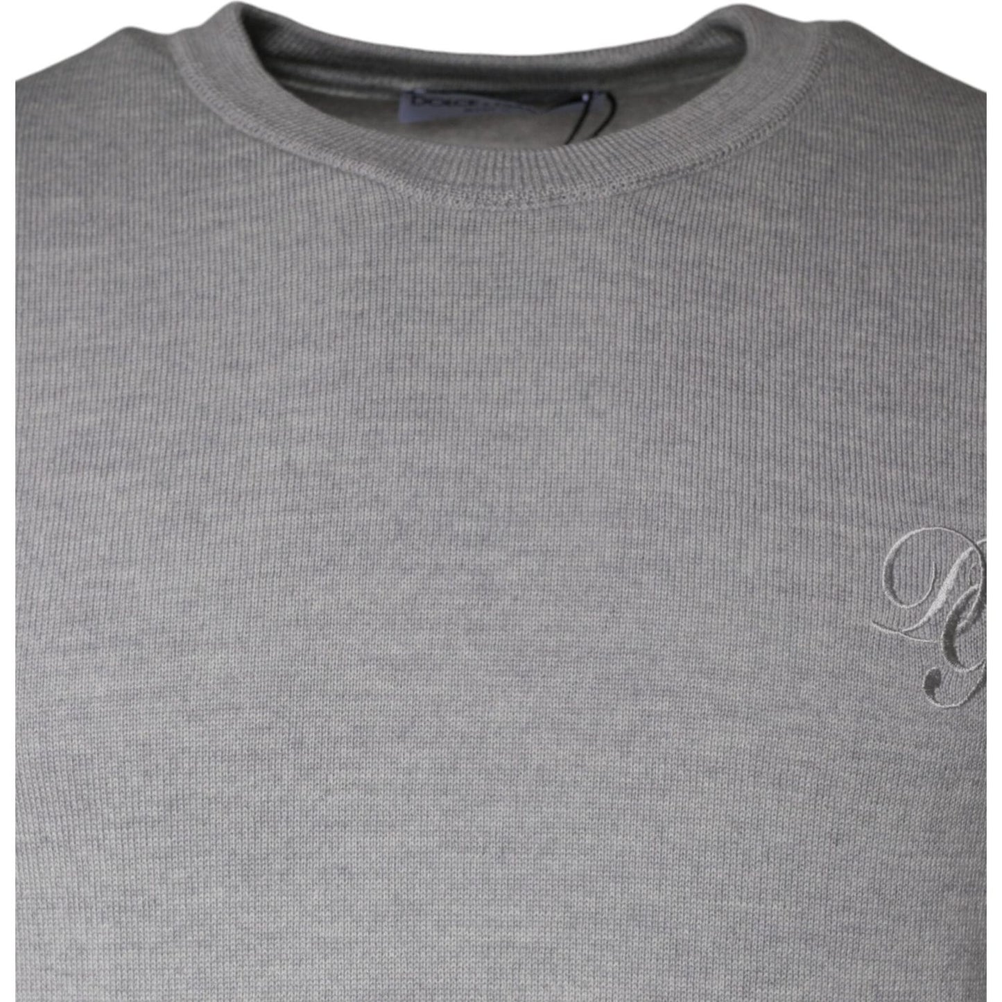 Dolce & Gabbana Light Gray Wool Crew Neck Pullover Sweater Dolce & Gabbana Light Slate Gray