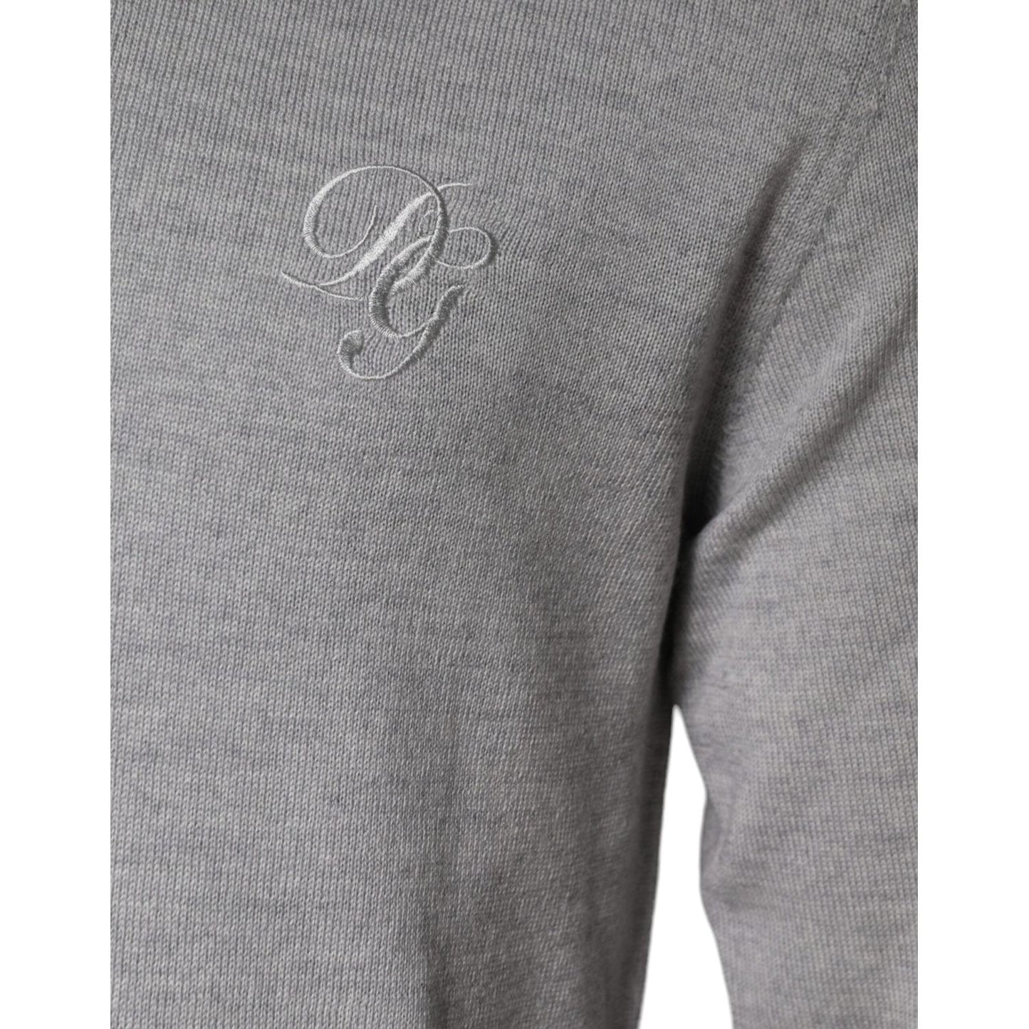 Dolce & Gabbana Light Gray Wool Crew Neck Pullover Sweater Dolce & Gabbana Light Slate Gray