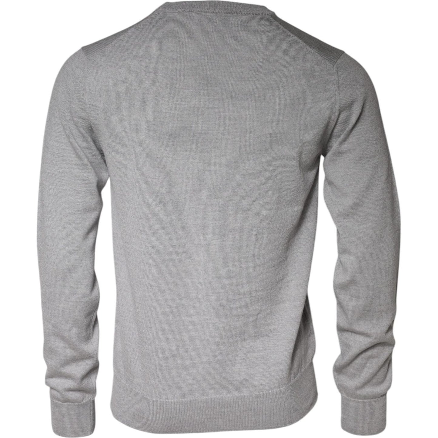 Dolce & Gabbana Light Gray Wool Crew Neck Pullover Sweater Dolce & Gabbana Dark Gray