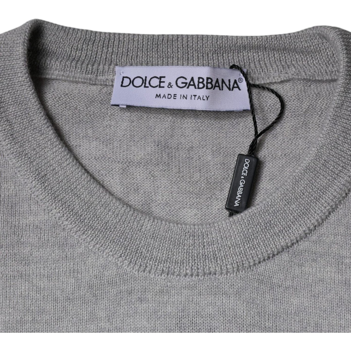 Dolce & Gabbana Light Gray Wool Crew Neck Pullover Sweater Dolce & Gabbana Light Slate Gray
