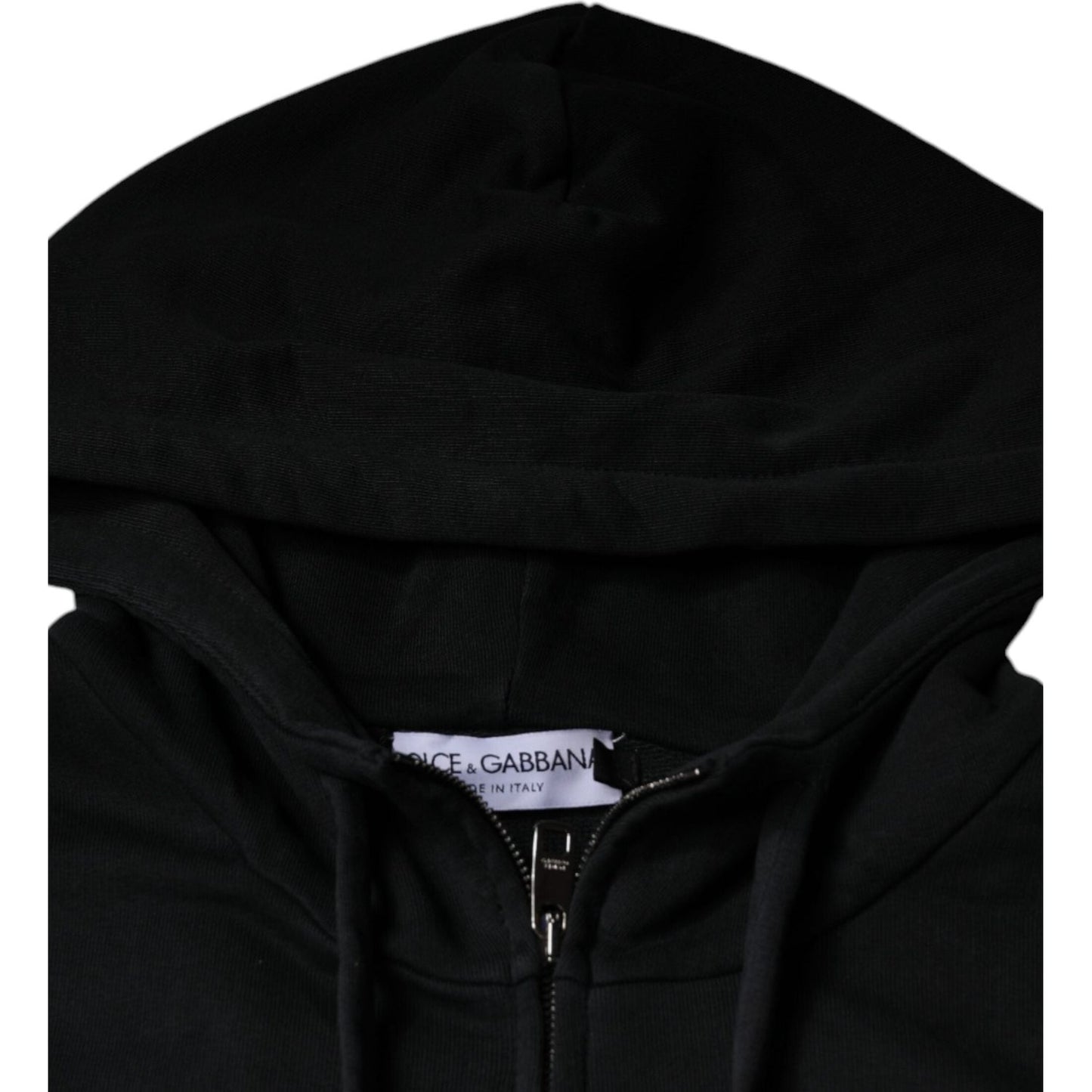 Dolce & Gabbana Black Logo Plaque Hooded Full Zip Sweater Dolce & Gabbana Black
