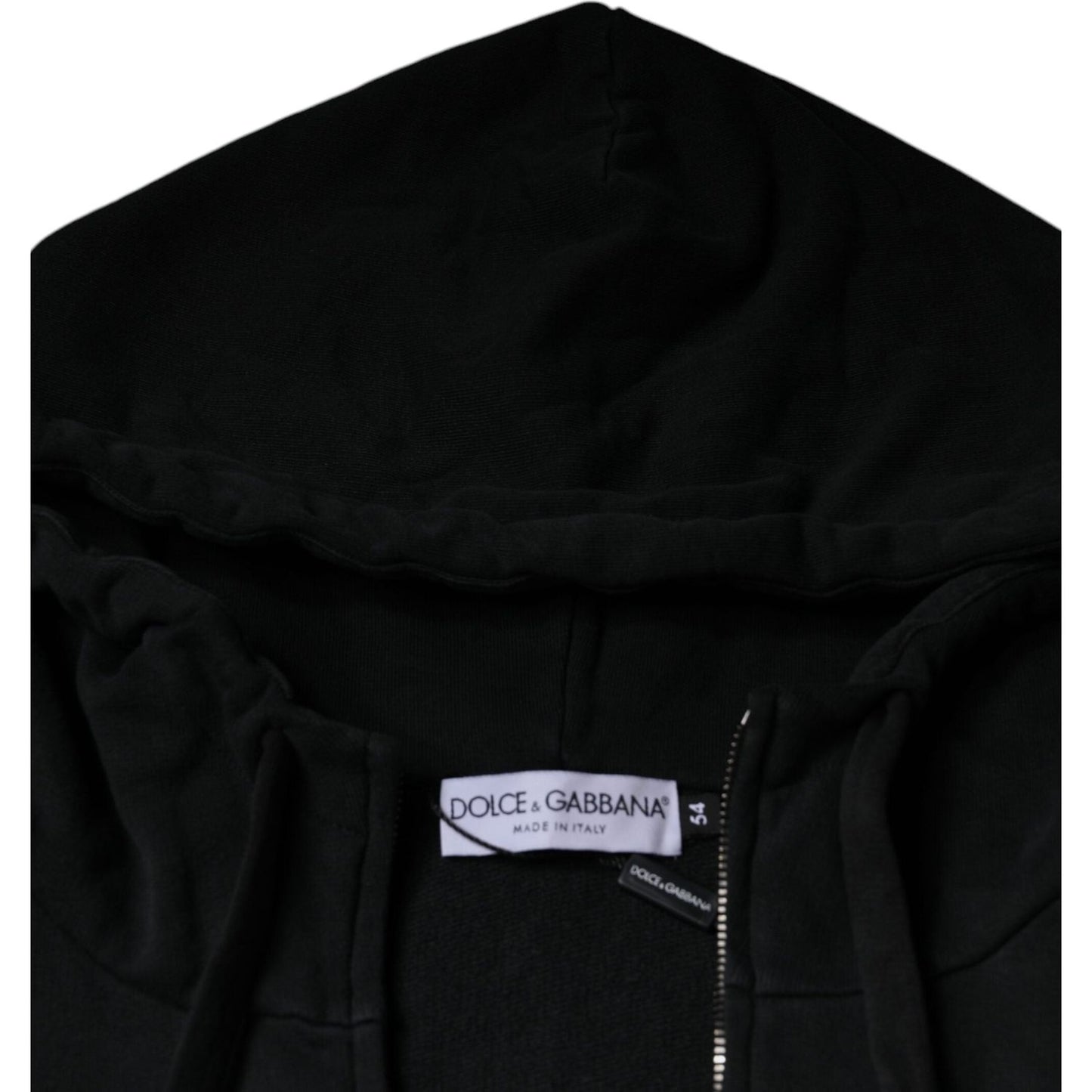 Dolce & Gabbana Black Logo Plaque Hooded Full Zip Sweater Dolce & Gabbana Black