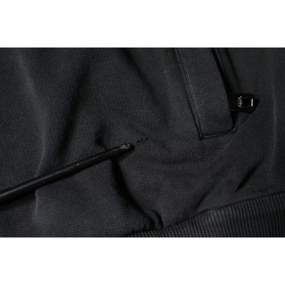 Dolce & Gabbana Black Logo Plaque Hooded Full Zip Sweater Dolce & Gabbana Black
