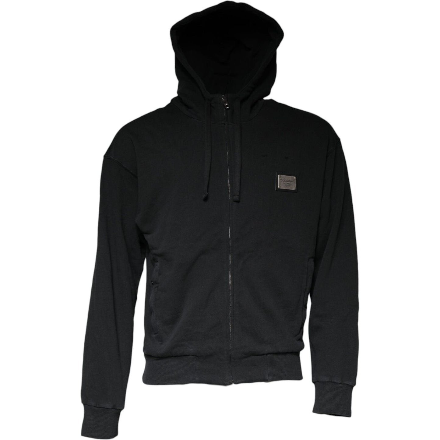 Dolce & Gabbana Black Logo Plaque Hooded Full Zip Sweater Dolce & Gabbana Black