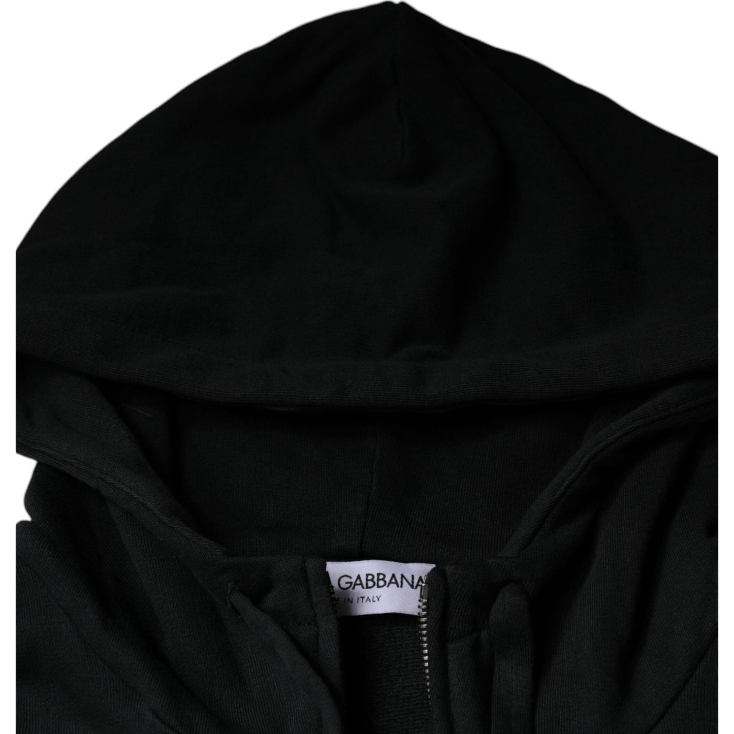 Dolce & Gabbana Black Logo Plaque Hooded Full Zip Sweater Dolce & Gabbana Black