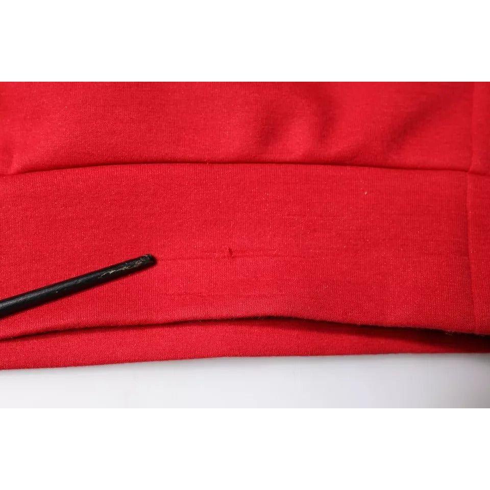 Dolce & Gabbana Maroon DG Logo Cotton Men Sweatshirt Sweater Dolce & Gabbana Firebrick