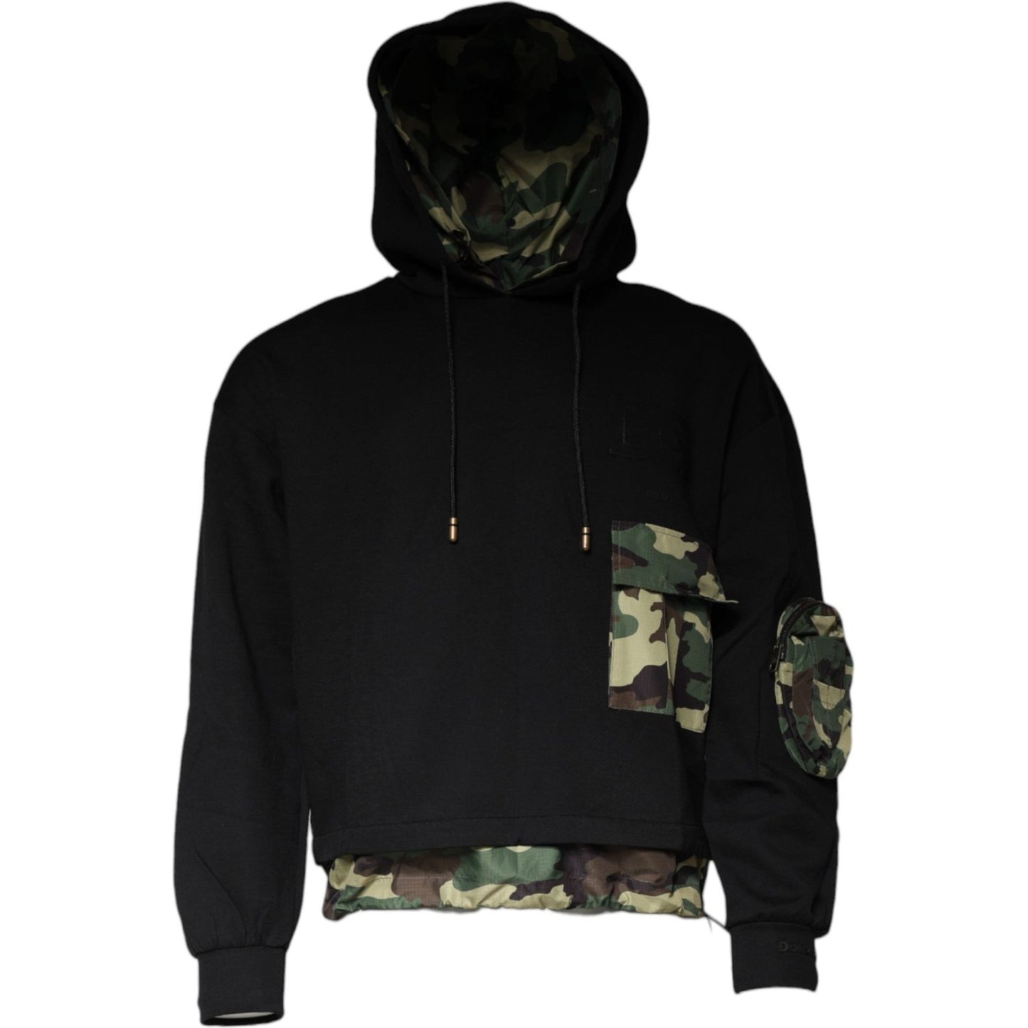 Dolce & Gabbana Black Pocket CottonHooded Sweatshirt Sweater Dolce & Gabbana Black