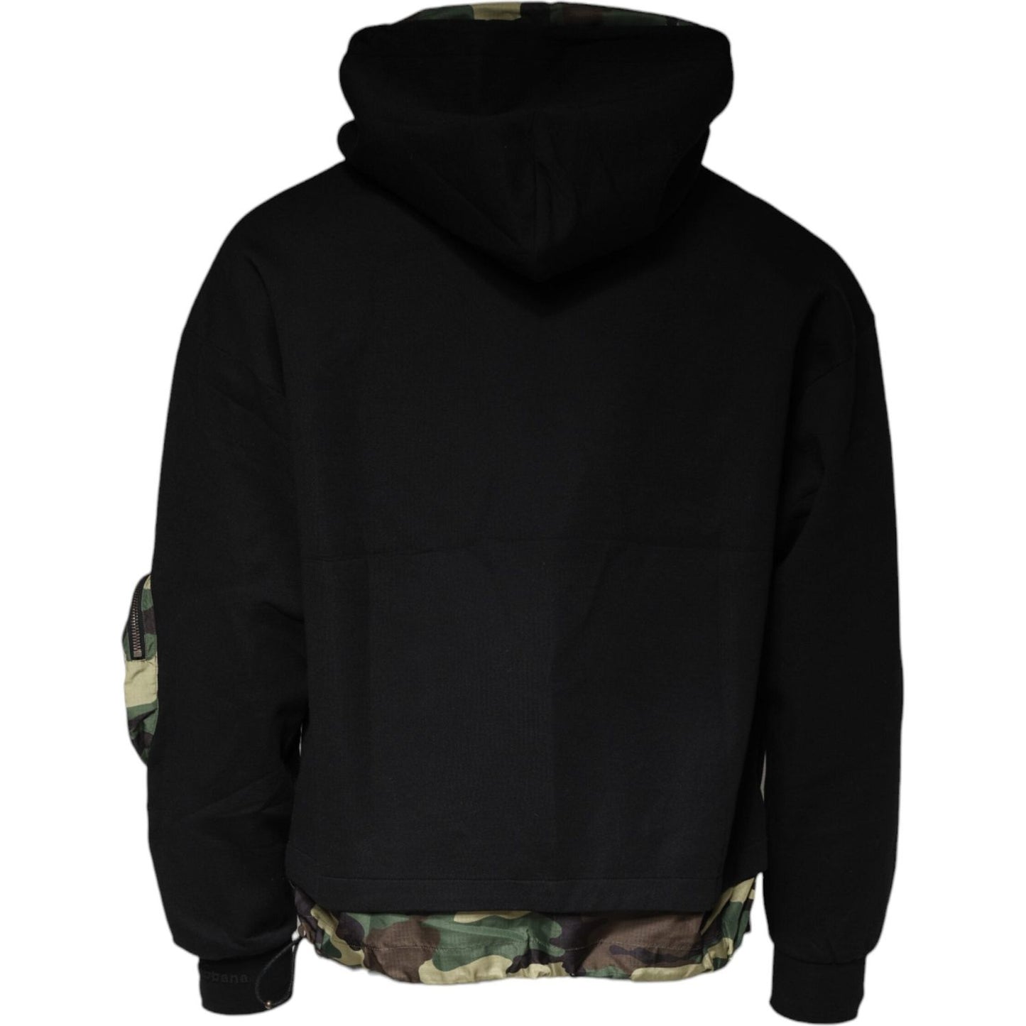 Dolce & Gabbana Black Pocket CottonHooded Sweatshirt Sweater Dolce & Gabbana Black