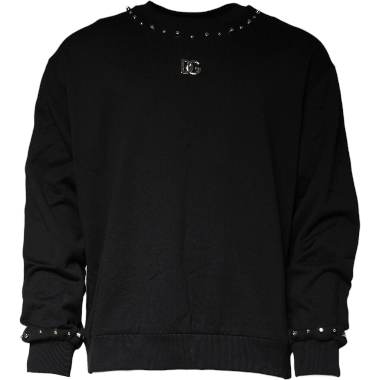 Dolce & Gabbana Black Logo Stud Pullover Sweatshirt Sweater Dolce & Gabbana Black