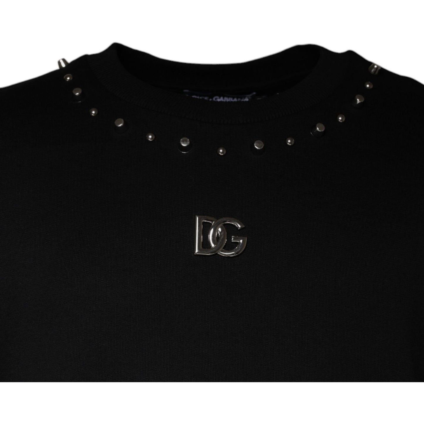 Dolce & Gabbana Black Logo Stud Pullover Sweatshirt Sweater Dolce & Gabbana Black