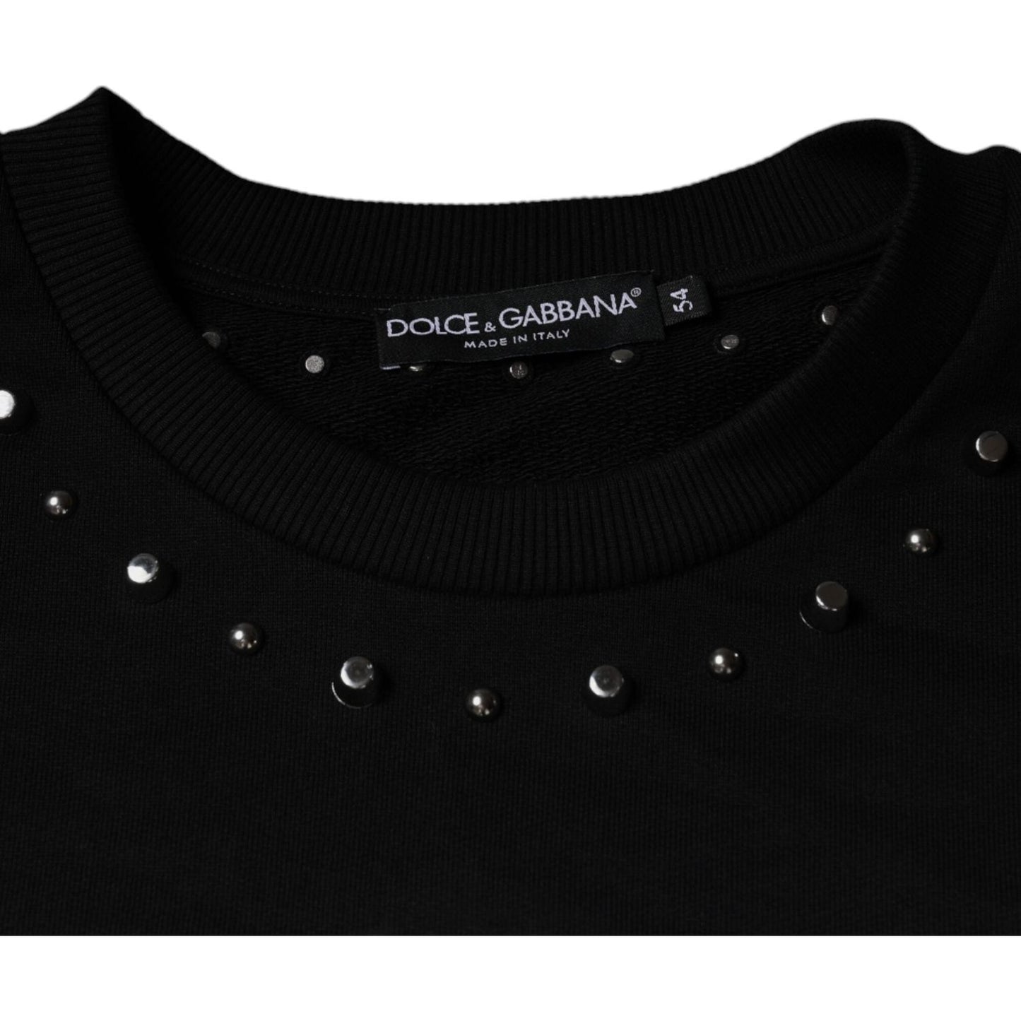 Dolce & Gabbana Black Logo Stud Pullover Sweatshirt Sweater Dolce & Gabbana Black