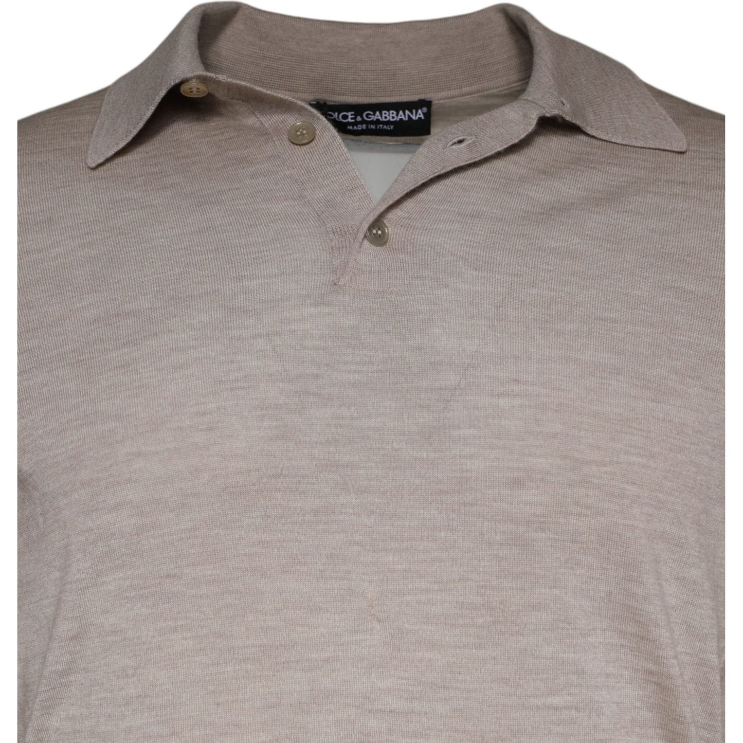 Dolce & Gabbana Beige Cashmere Knit Collared Pullover Sweater Dolce & Gabbana Rosy Brown
