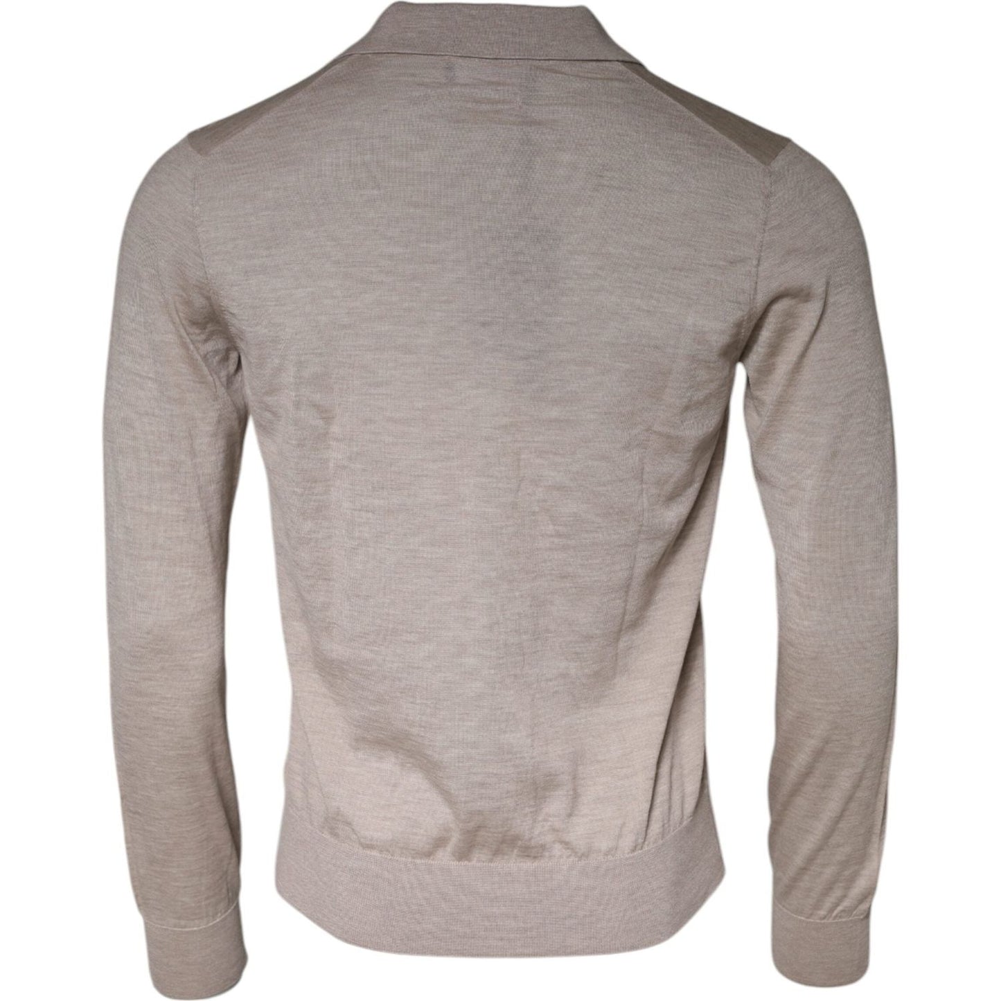 Dolce & Gabbana Beige Cashmere Knit Collared Pullover Sweater Dolce & Gabbana Rosy Brown