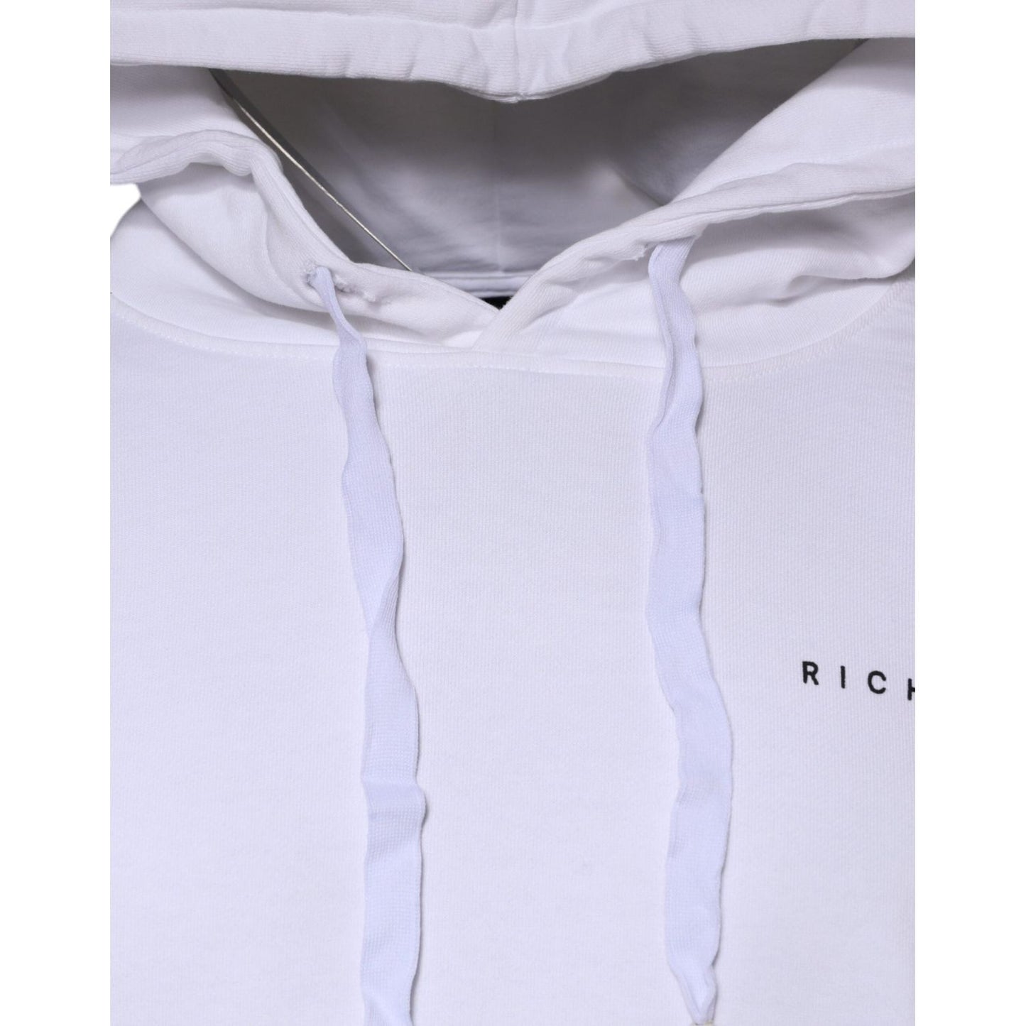 John Richmond White Logo Cotton Hooded Sweatshirt Sweater John Richmond Light Gray
