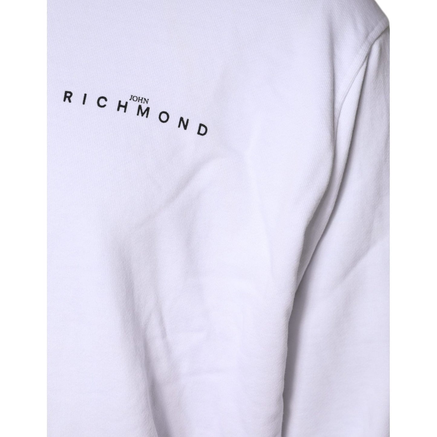 John Richmond White Logo Cotton Hooded Sweatshirt Sweater John Richmond Lavender