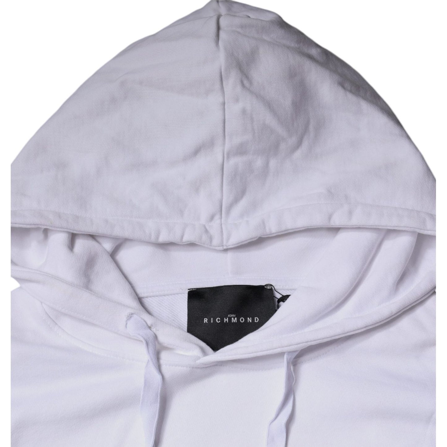 John Richmond White Logo Cotton Hooded Sweatshirt Sweater John Richmond Thistle