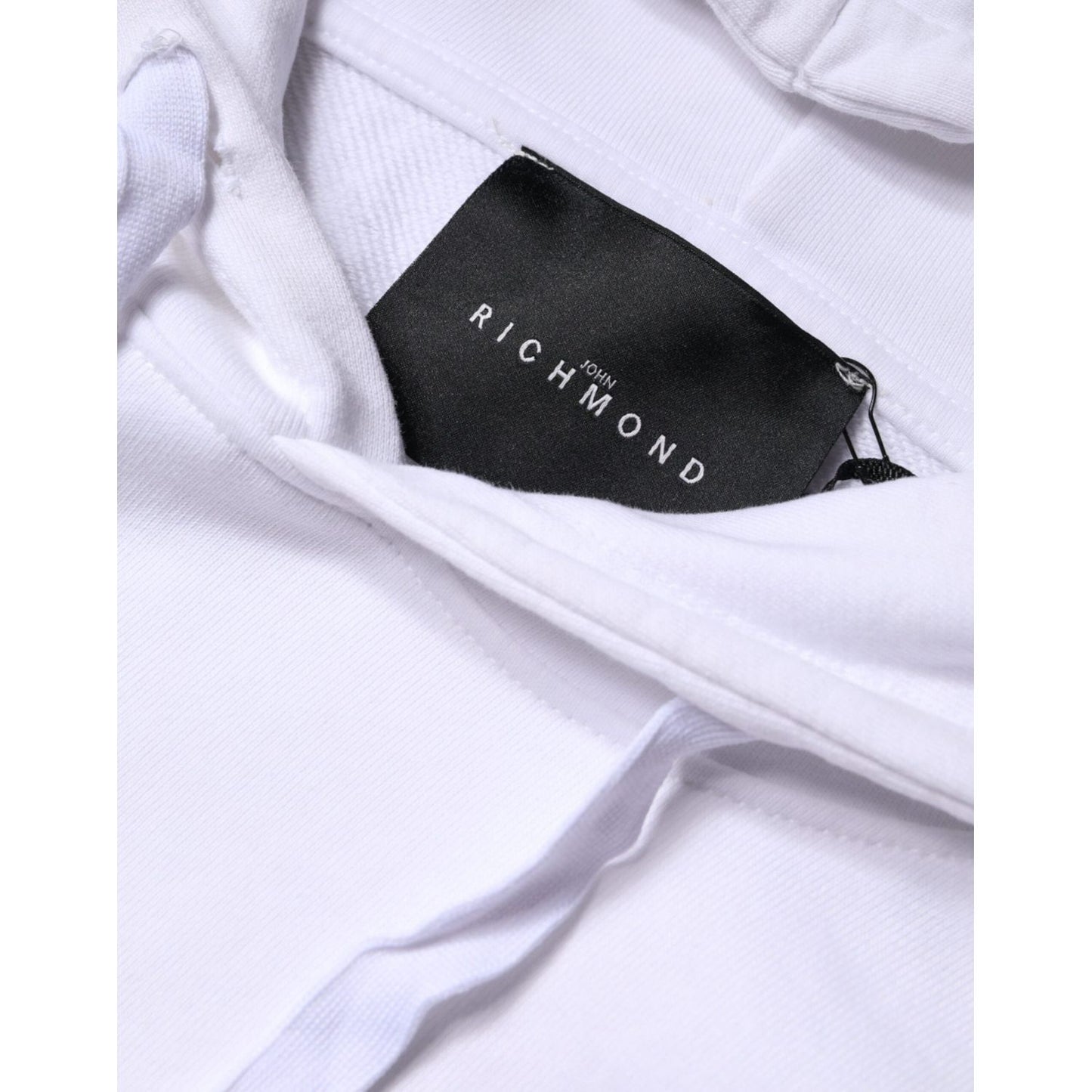 John Richmond White Logo Cotton Hooded Sweatshirt Sweater John Richmond Lavender