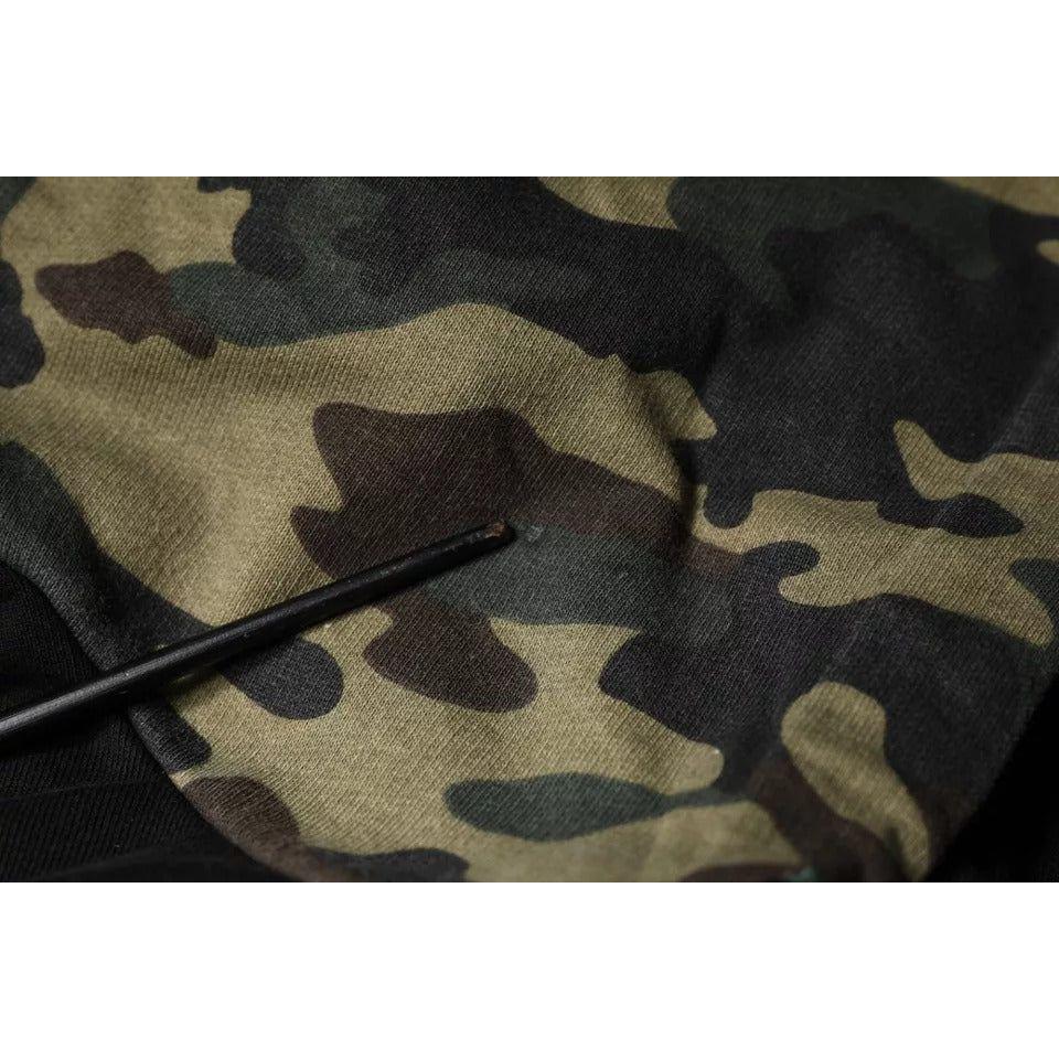 Dolce & Gabbana Black Camouflage Hooded Sweatshirt Sweater Dolce & Gabbana Black
