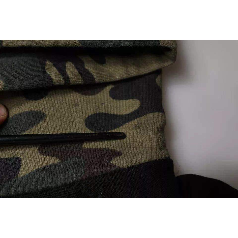 Dolce & Gabbana Black Camouflage Hooded Sweatshirt Sweater Dolce & Gabbana Black