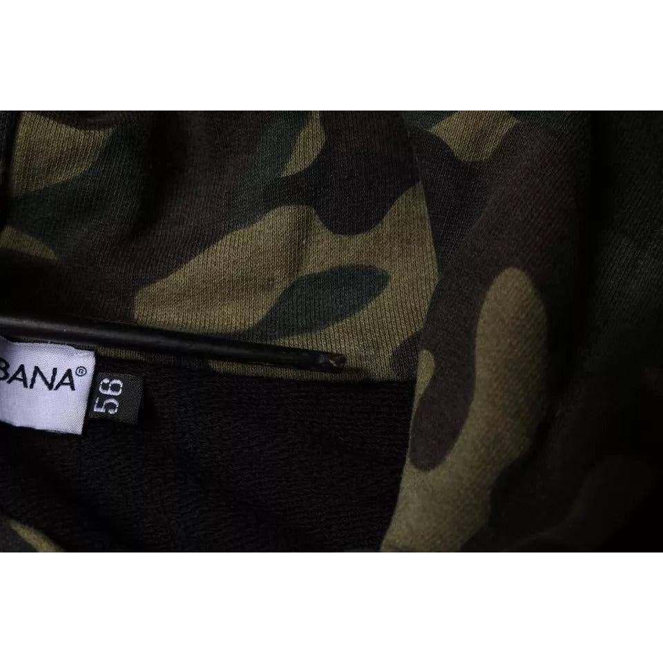 Dolce & Gabbana Black Camouflage Hooded Sweatshirt Sweater Dolce & Gabbana Black