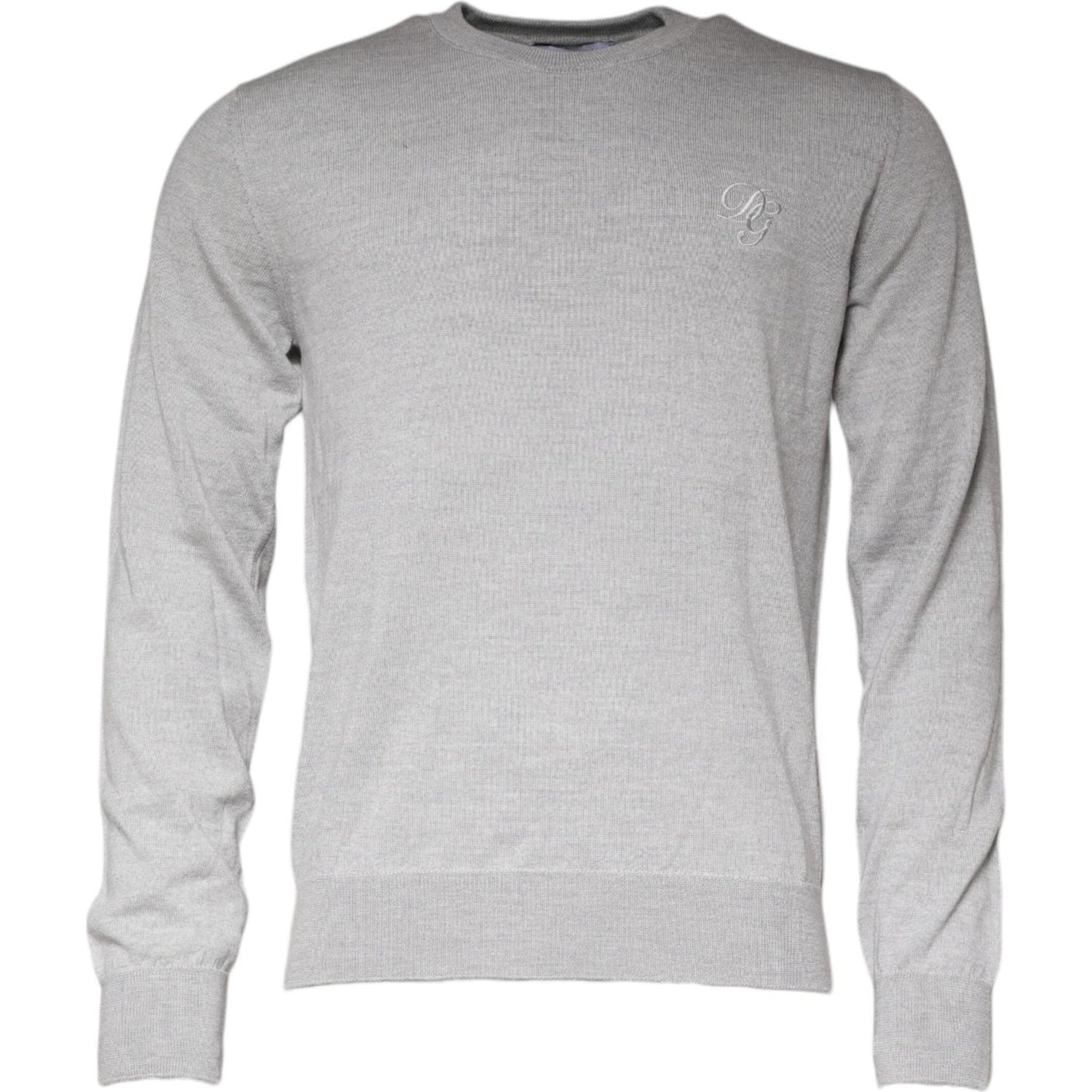 Dolce & Gabbana Light Gray Wool Crew Neck Pullover Sweater Dolce & Gabbana Gray