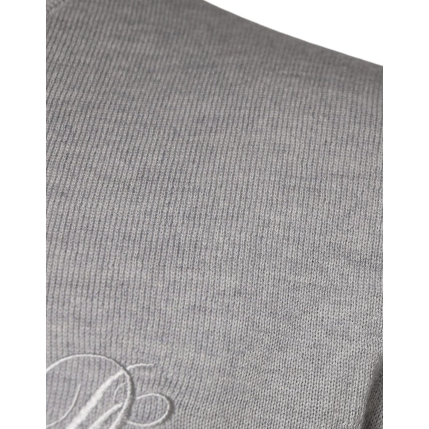 Dolce & Gabbana Light Gray Wool Crew Neck Pullover Sweater Dolce & Gabbana Dark Gray