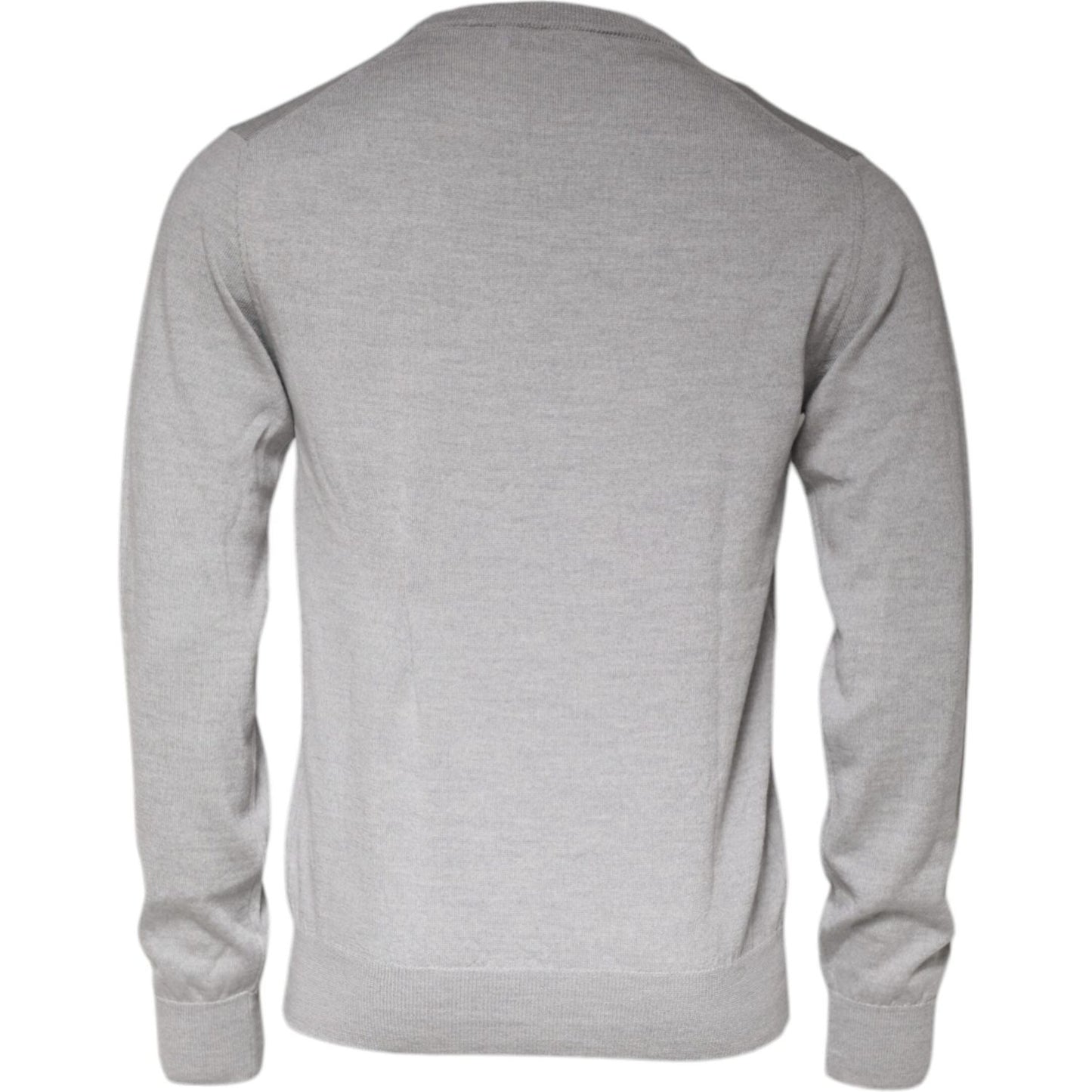 Dolce & Gabbana Light Gray Wool Crew Neck Pullover Sweater Dolce & Gabbana Dark Gray