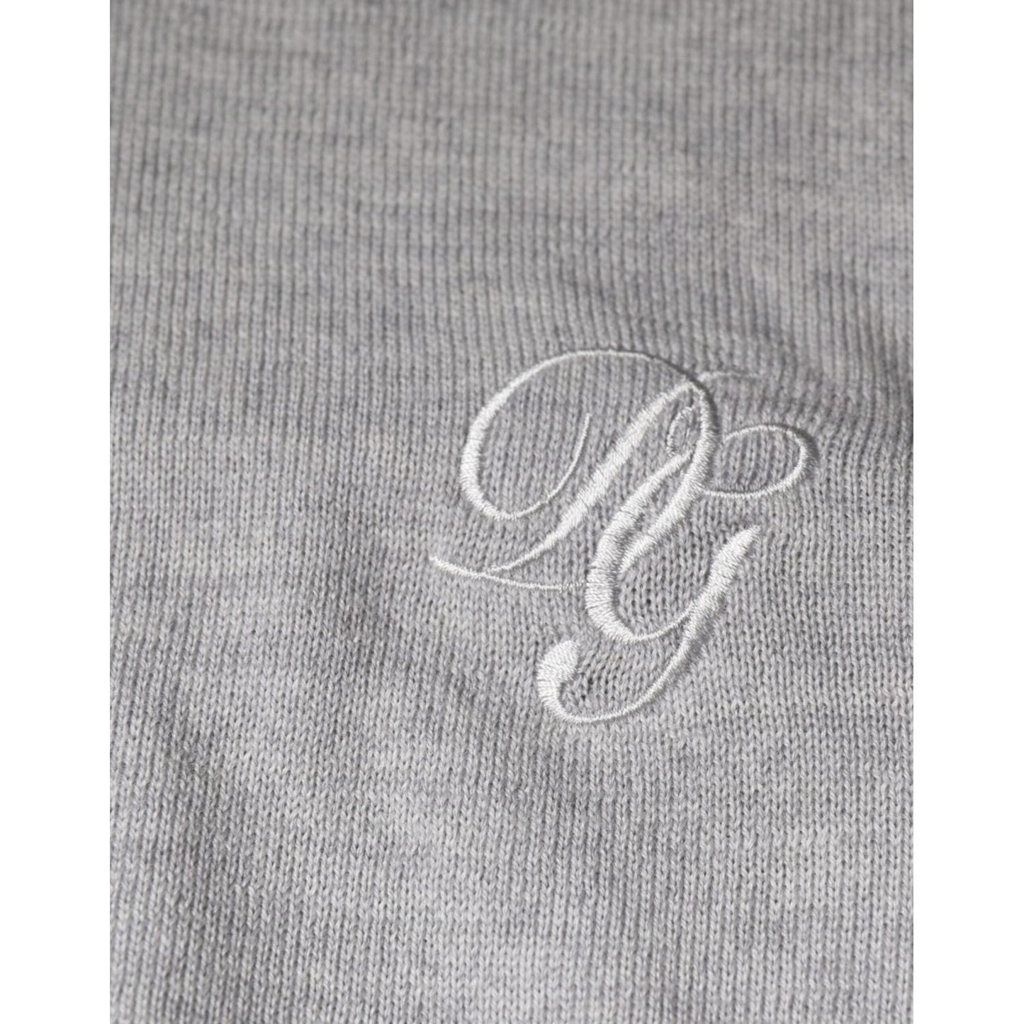 Dolce & Gabbana Light Gray Wool Crew Neck Pullover Sweater Dolce & Gabbana Dark Gray