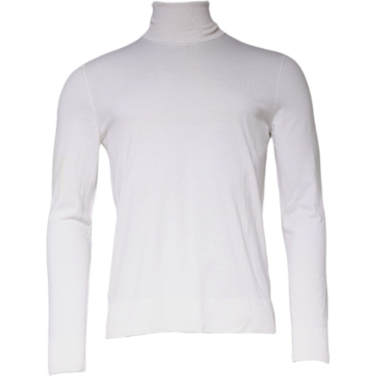 Dolce & Gabbana White Long Sleeve Turtleneck Men Pullover Sweater Dolce & Gabbana Light Gray