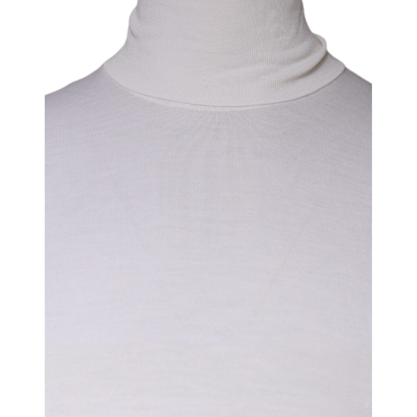 Dolce & Gabbana White Long Sleeve Turtleneck Men Pullover Sweater Dolce & Gabbana Light Gray