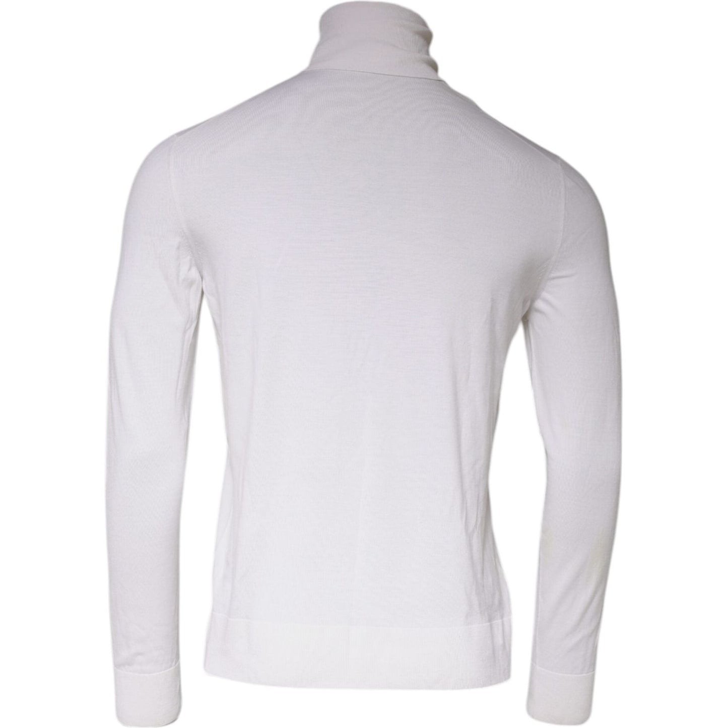 Dolce & Gabbana White Long Sleeve Turtleneck Men Pullover Sweater Dolce & Gabbana Light Gray