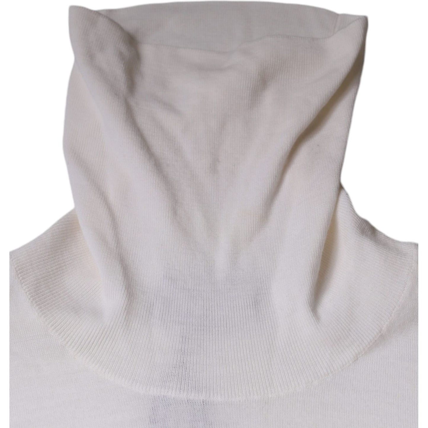 Dolce & Gabbana White Long Sleeve Turtleneck Men Pullover Sweater Dolce & Gabbana Gray