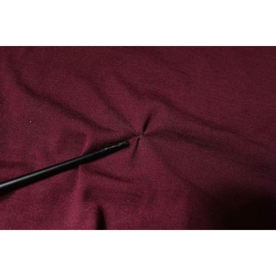 Dolce & Gabbana Maroon Cashmere V-neck Men Pullover Sweater Dolce & Gabbana Dark Red