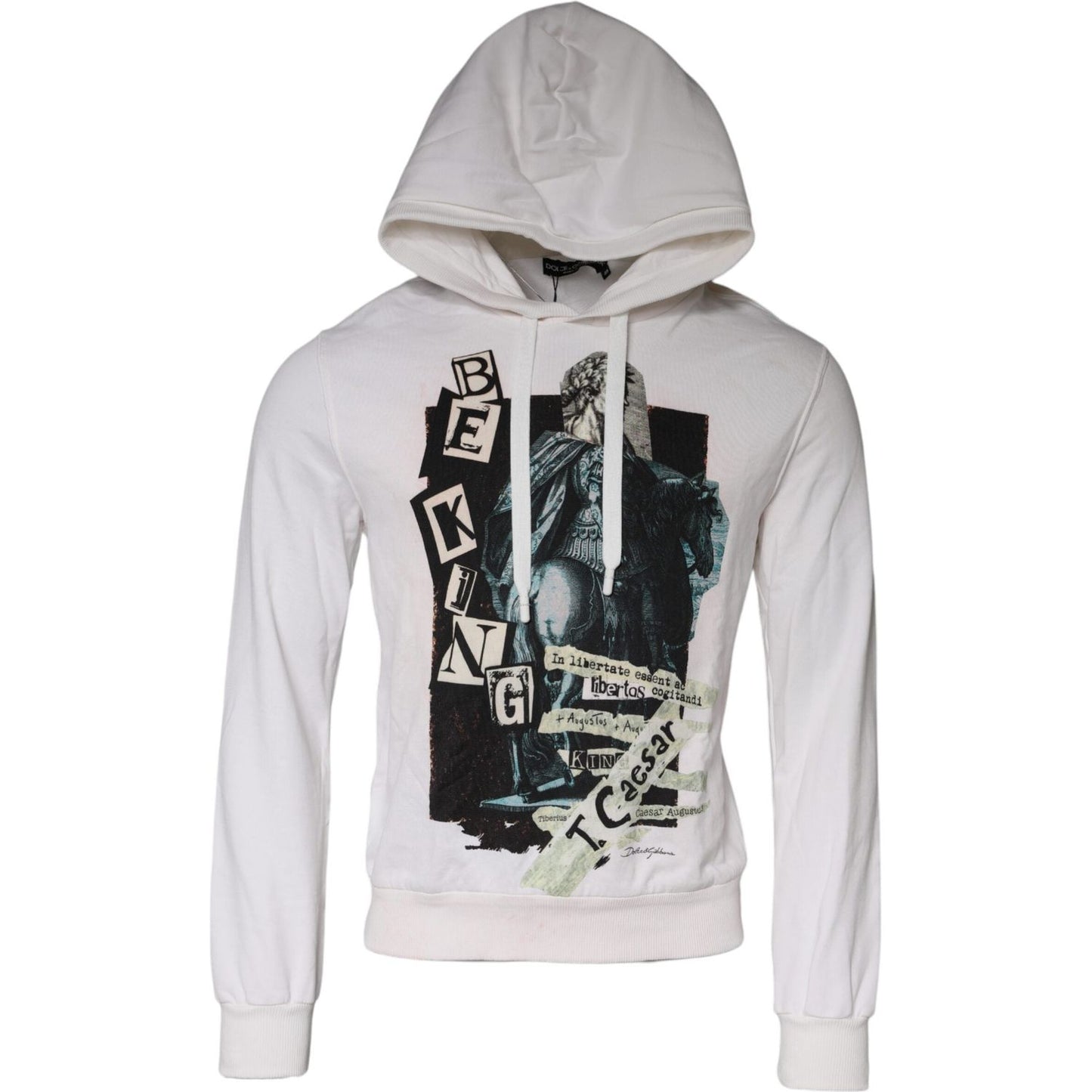Dolce & Gabbana White Caesar Cotton Hooded Pullover Sweater Dolce & Gabbana Gray