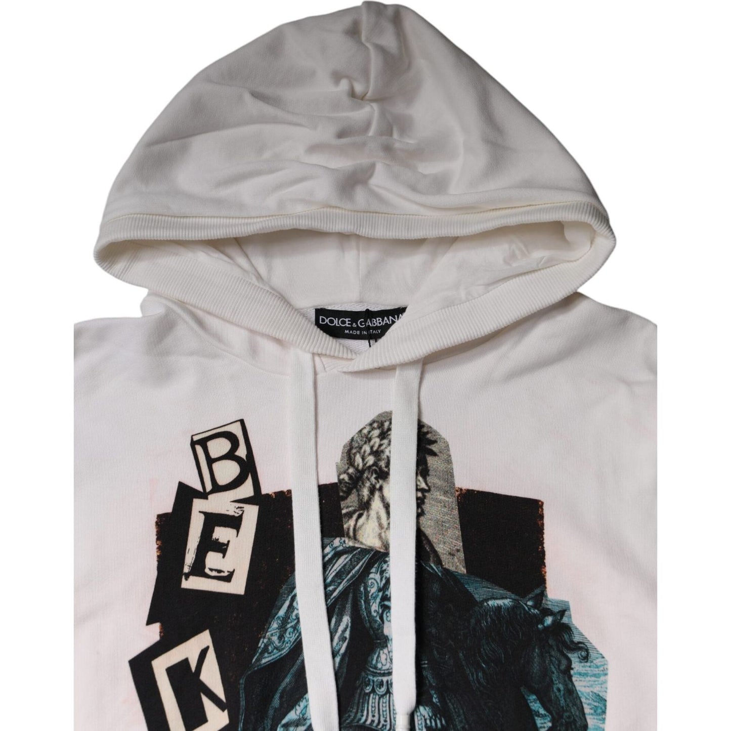 Dolce & Gabbana White Caesar Cotton Hooded Pullover Sweater Dolce & Gabbana Gray