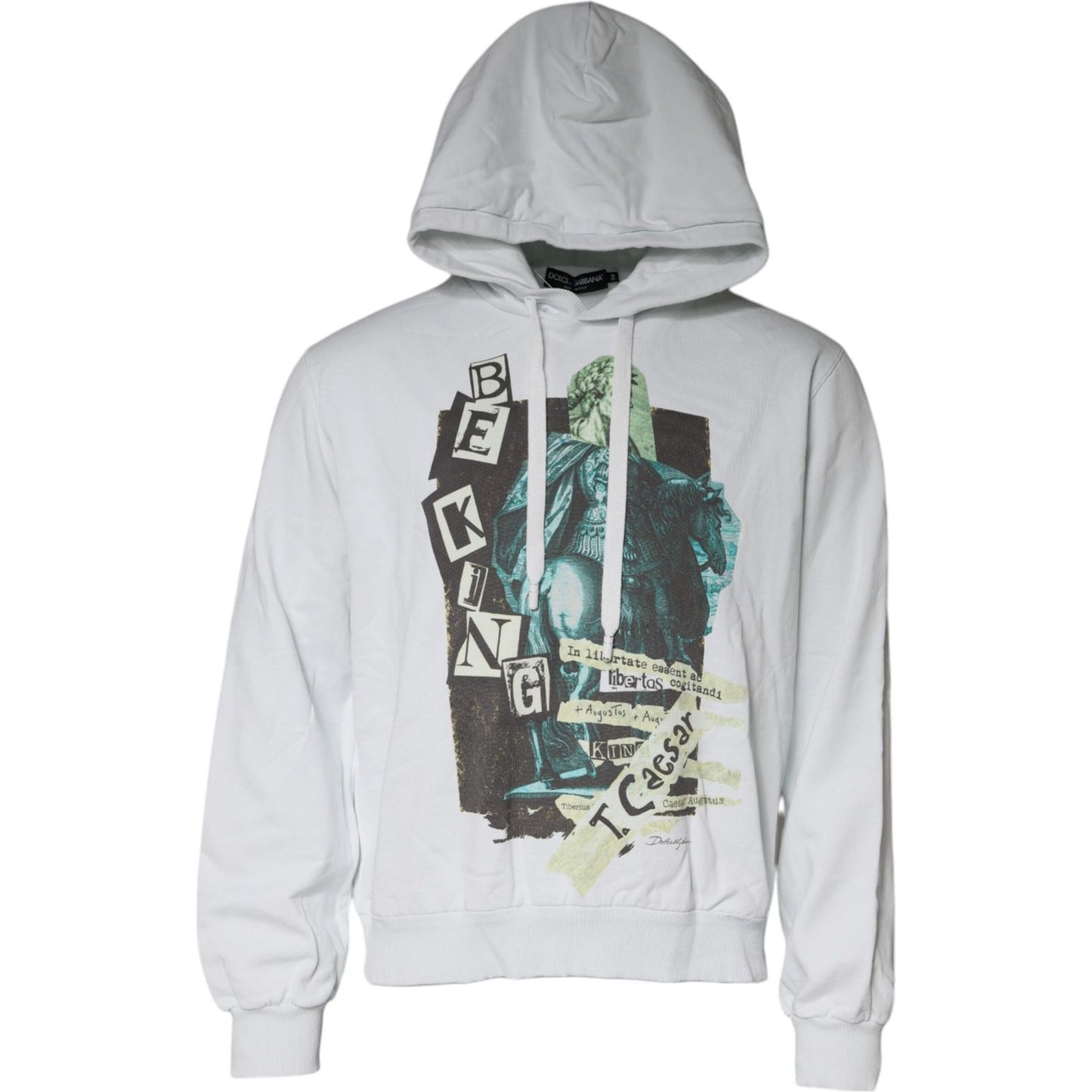 Dolce & Gabbana White Caesar Cotton Hooded Pullover Sweater Dolce & Gabbana Light Gray