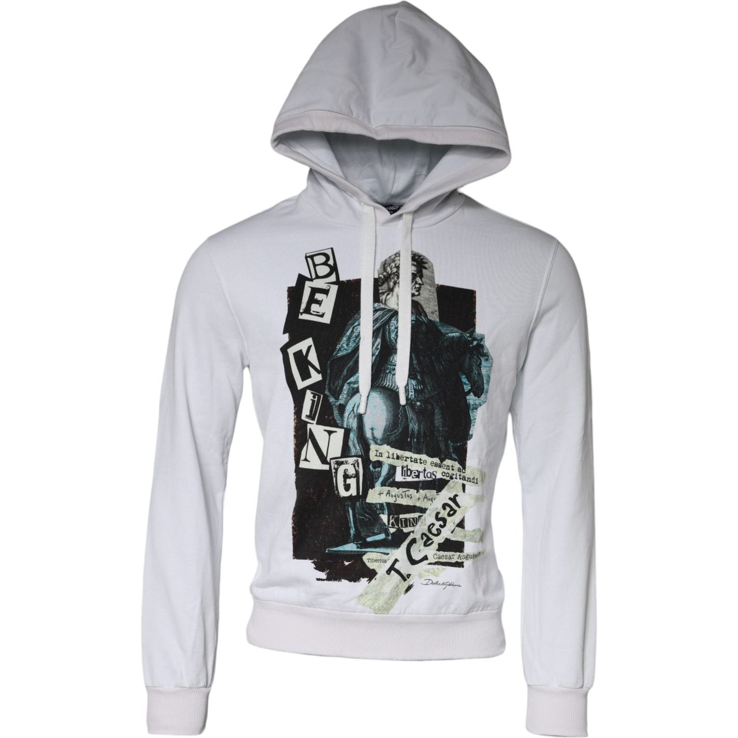 Dolce & Gabbana White Caesar Cotton Hooded Pullover Sweater Dolce & Gabbana Gray
