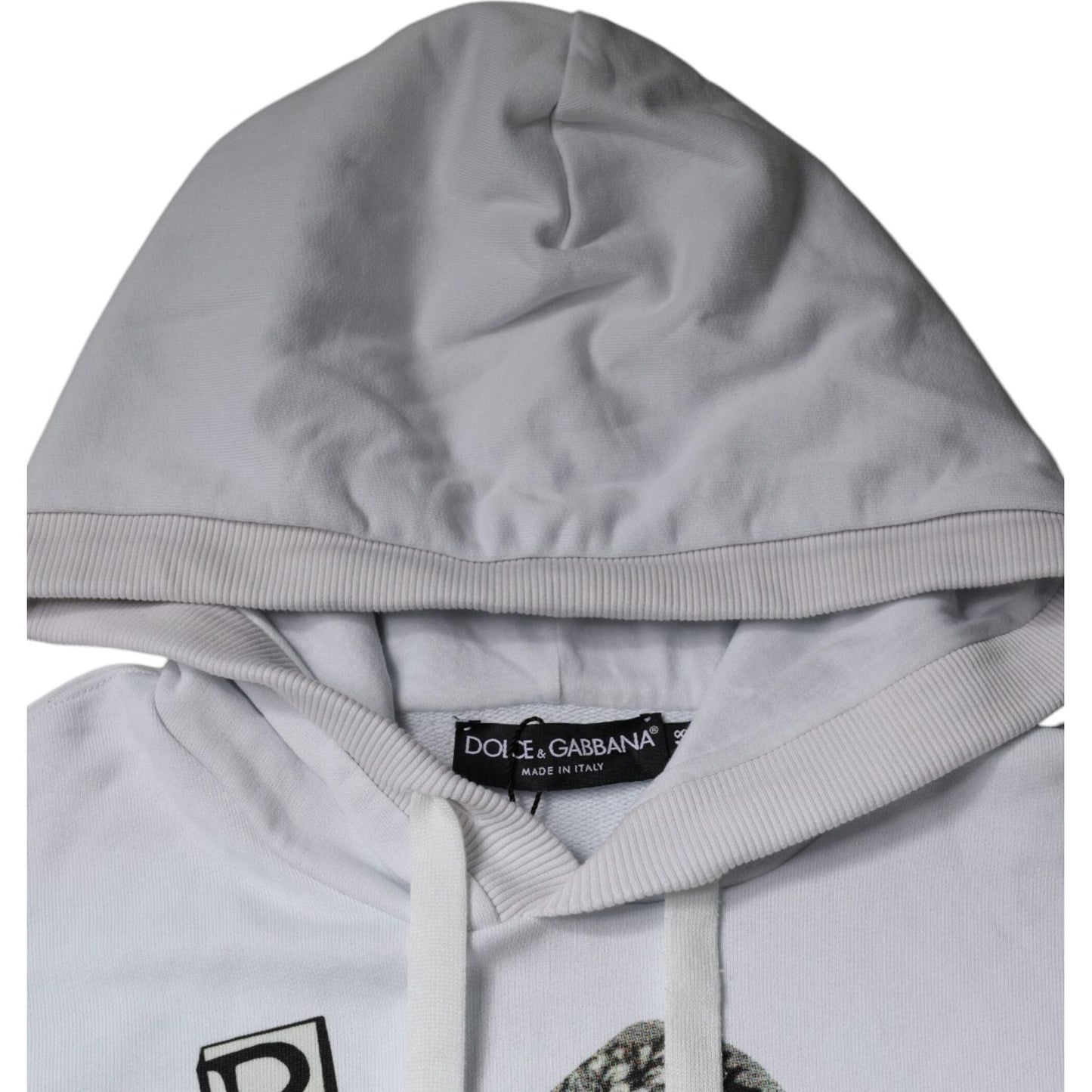 Dolce & Gabbana White Caesar Cotton Hooded Pullover Sweater Dolce & Gabbana Dark Gray