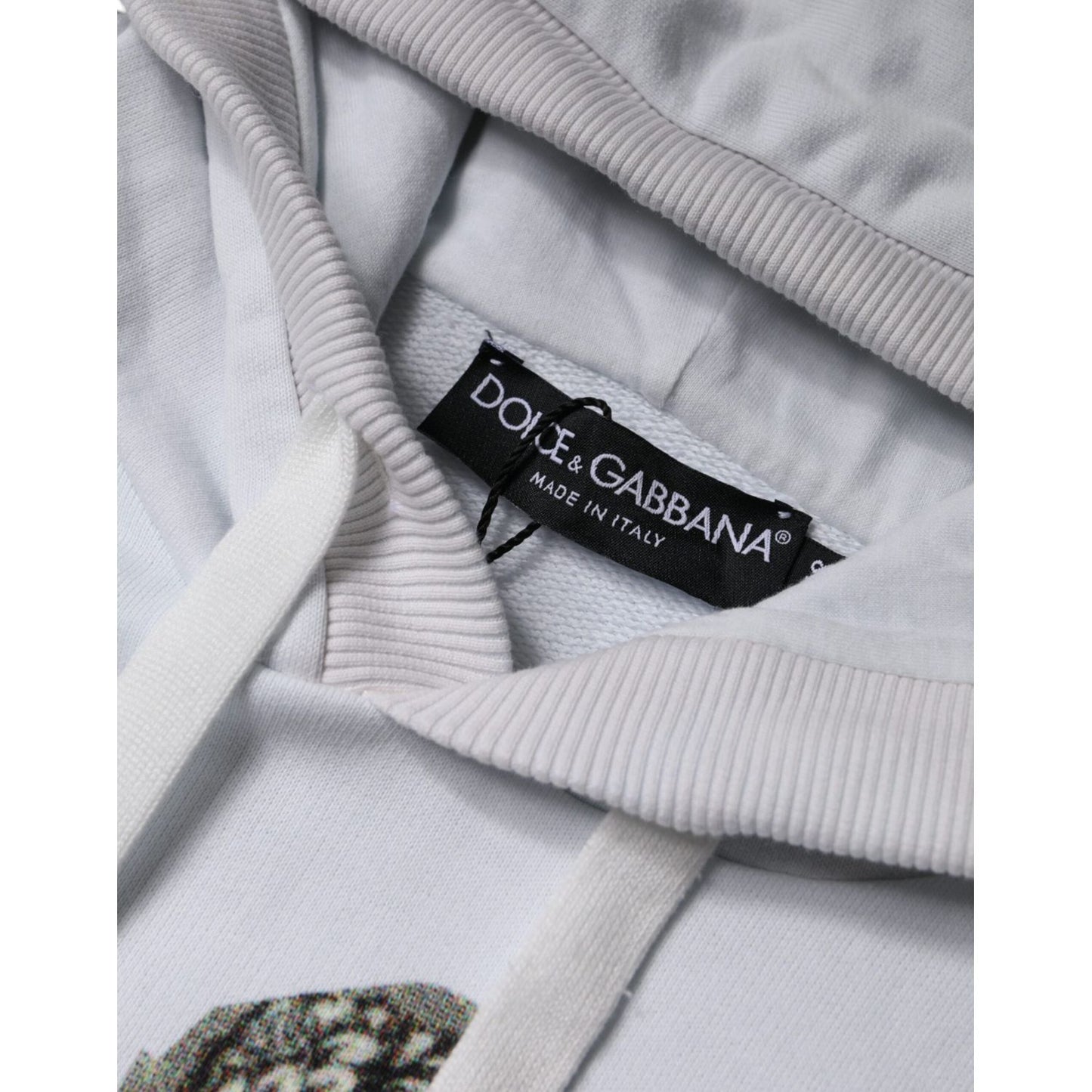 Dolce & Gabbana White Caesar Cotton Hooded Pullover Sweater Dolce & Gabbana Gray