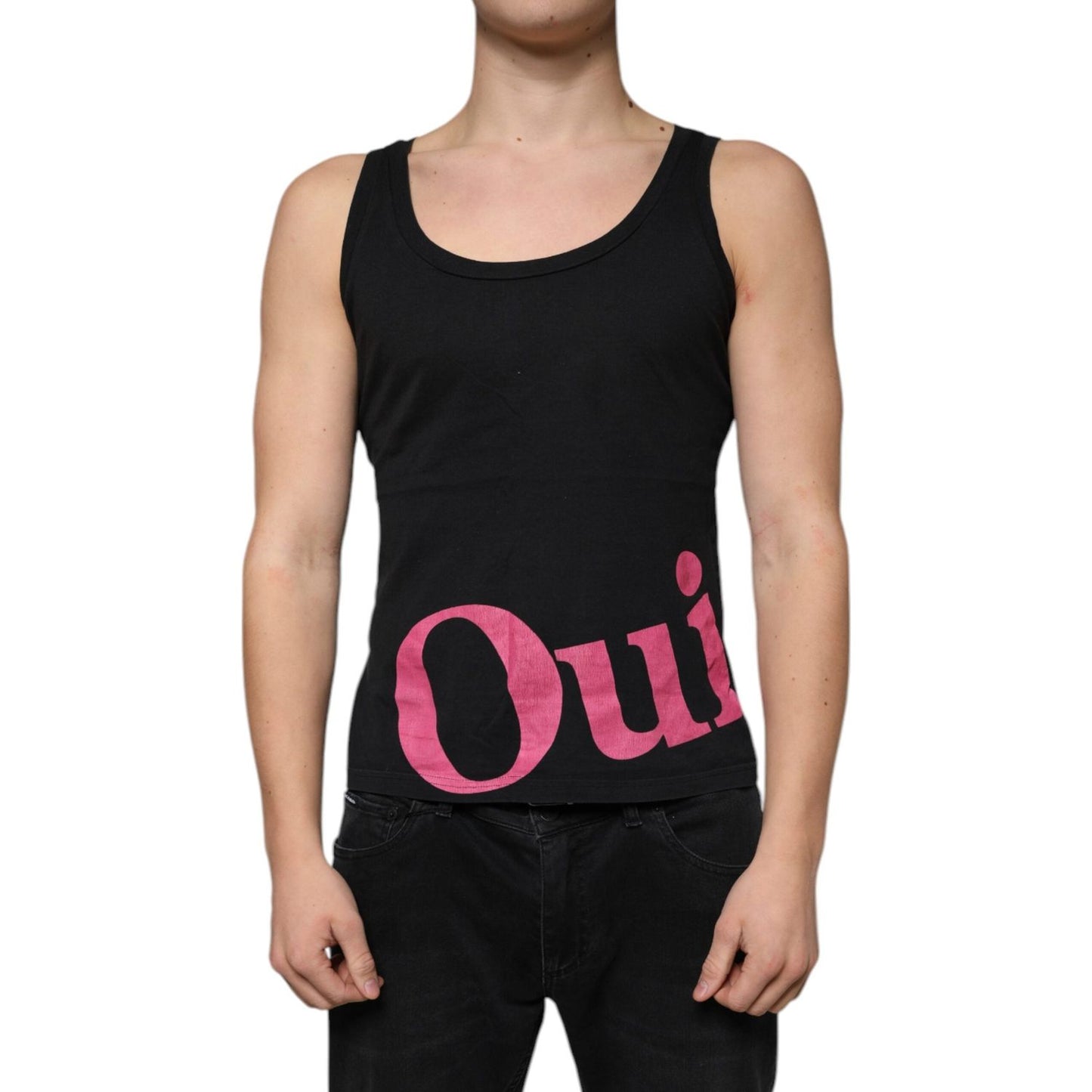 Dolce & Gabbana Black Cotton Tank Sleeveless Men T-shirt Dolce & Gabbana Rosy Brown