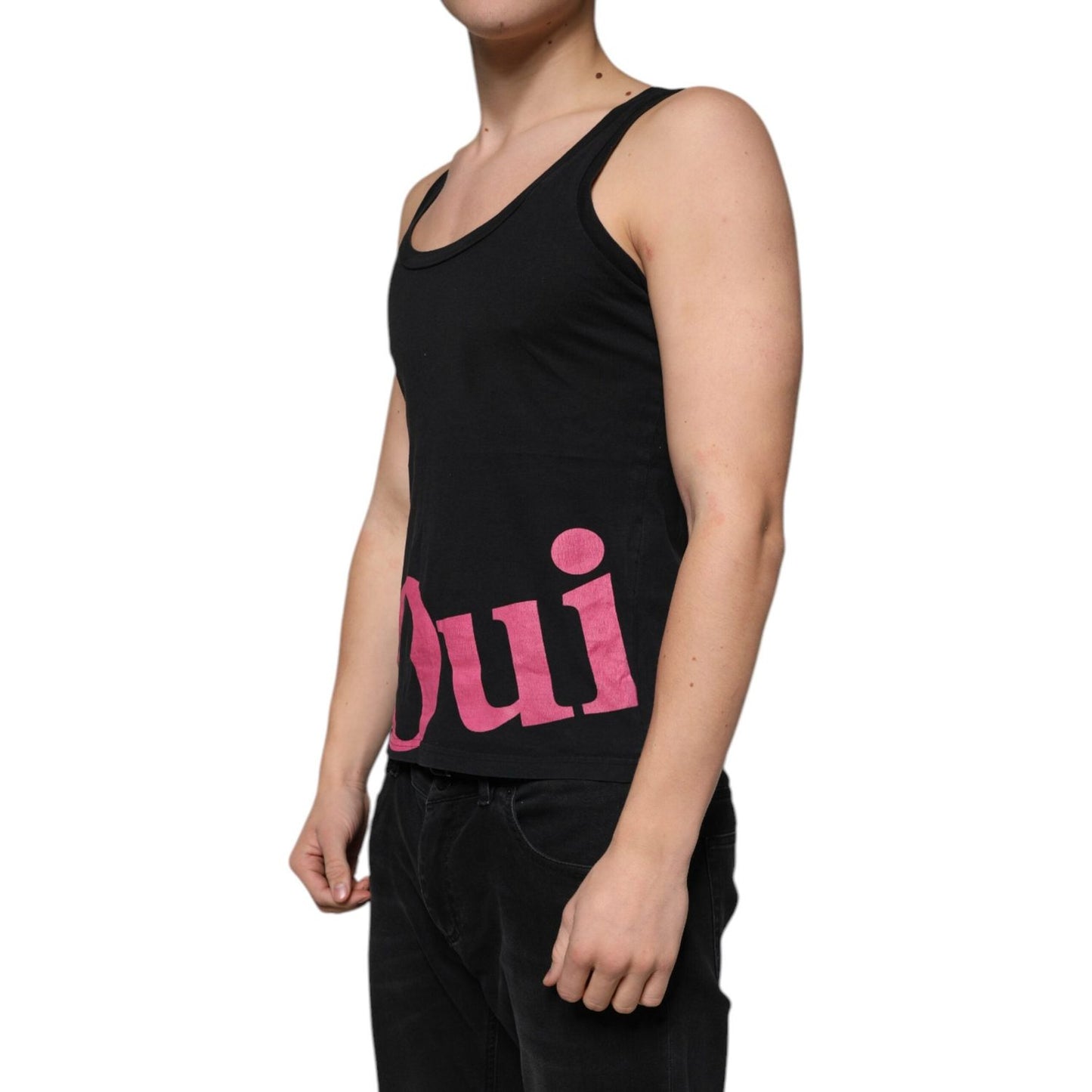 Dolce & Gabbana Black Cotton Tank Sleeveless Men T-shirt Dolce & Gabbana Rosy Brown