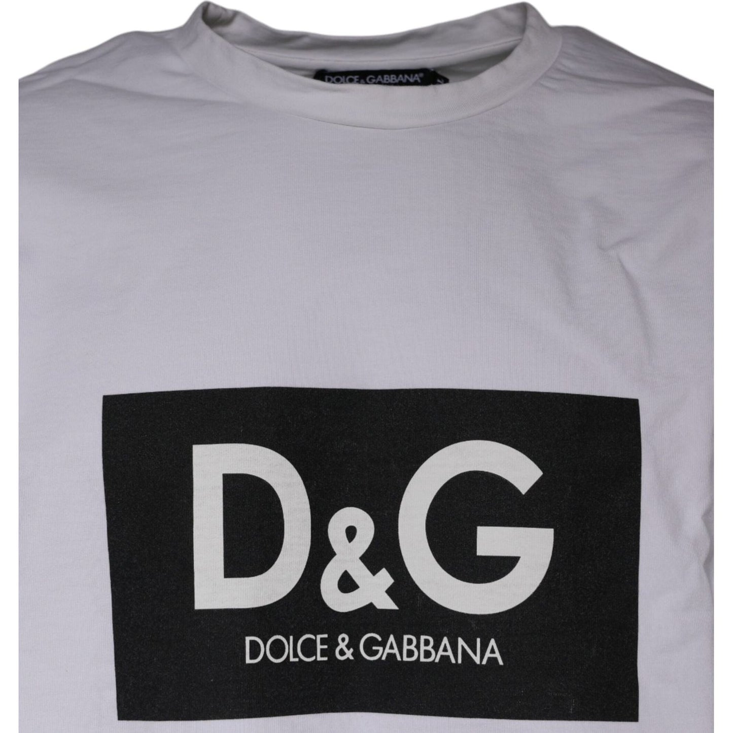 Dolce & Gabbana White Logo Print Cotton Crew Neck T-shirt Dolce & Gabbana Dark Gray