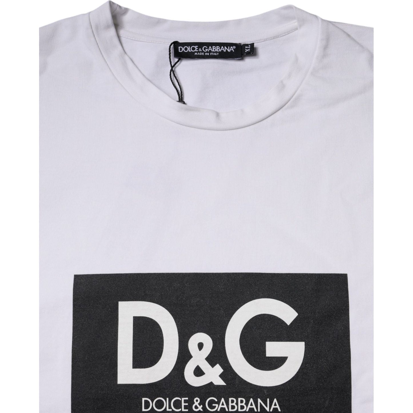 Dolce & Gabbana White Logo Print Cotton Crew Neck T-shirt Dolce & Gabbana Dark Slate Gray