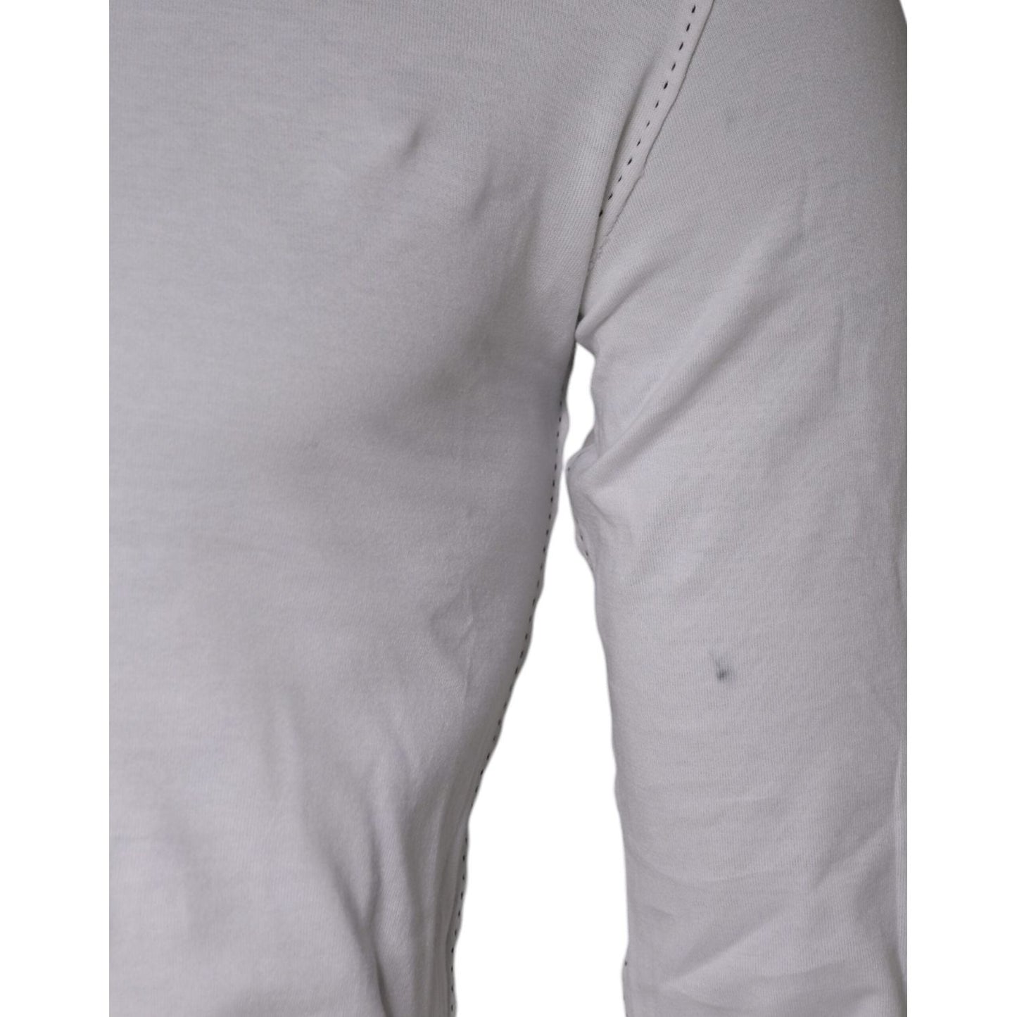 Dolce & Gabbana White Cotton Buttoned Long Sleeves T-shirt Dolce & Gabbana Dark Gray