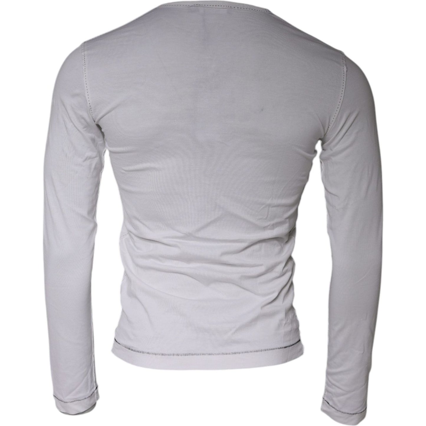 Dolce & Gabbana White Cotton Buttoned Long Sleeves T-shirt Dolce & Gabbana Dark Gray