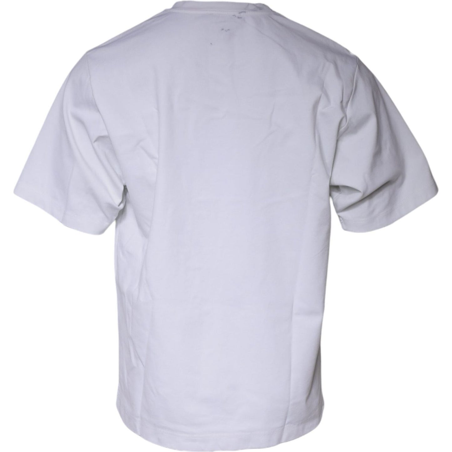 Dolce & Gabbana White Graphic Print Cotton Crew Neck T-shirt Dolce & Gabbana Light Gray