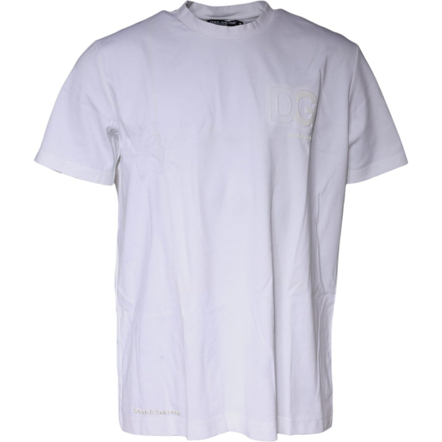 Dolce & Gabbana White Embossed Logo Crew Neck T-shirt Dolce & Gabbana Light Gray