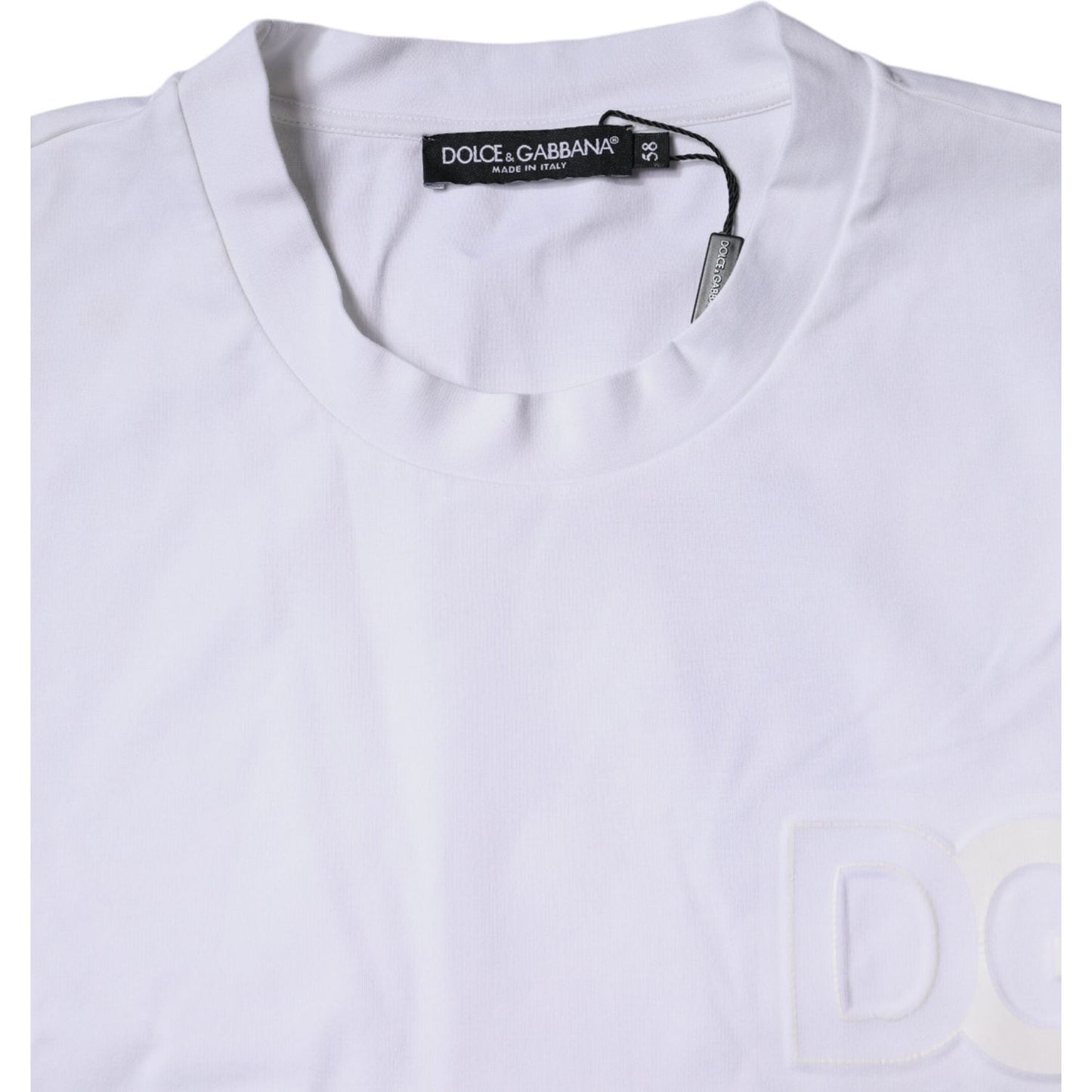 Dolce & Gabbana White Embossed Logo Crew Neck T-shirt Dolce & Gabbana Light Gray